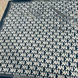 Blue and White Geometric Pattern Scarf